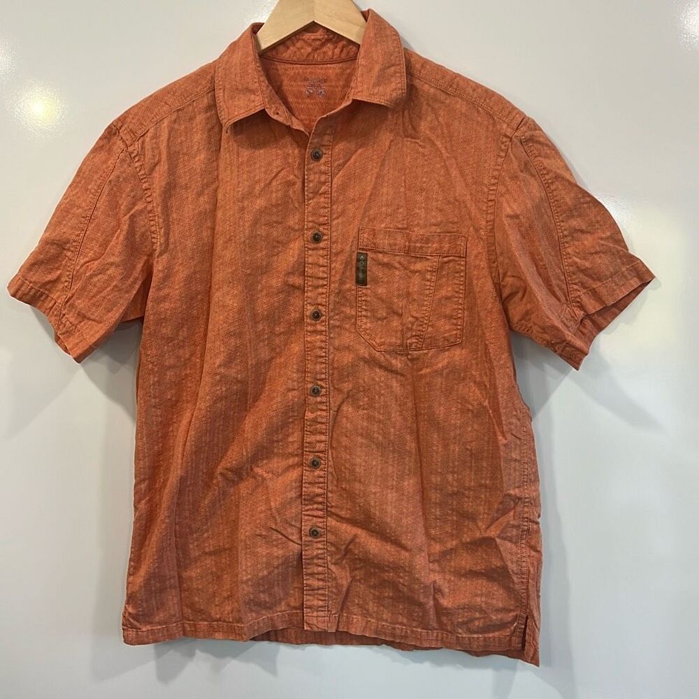 Columbia men medium orange short sleeve button‎ up